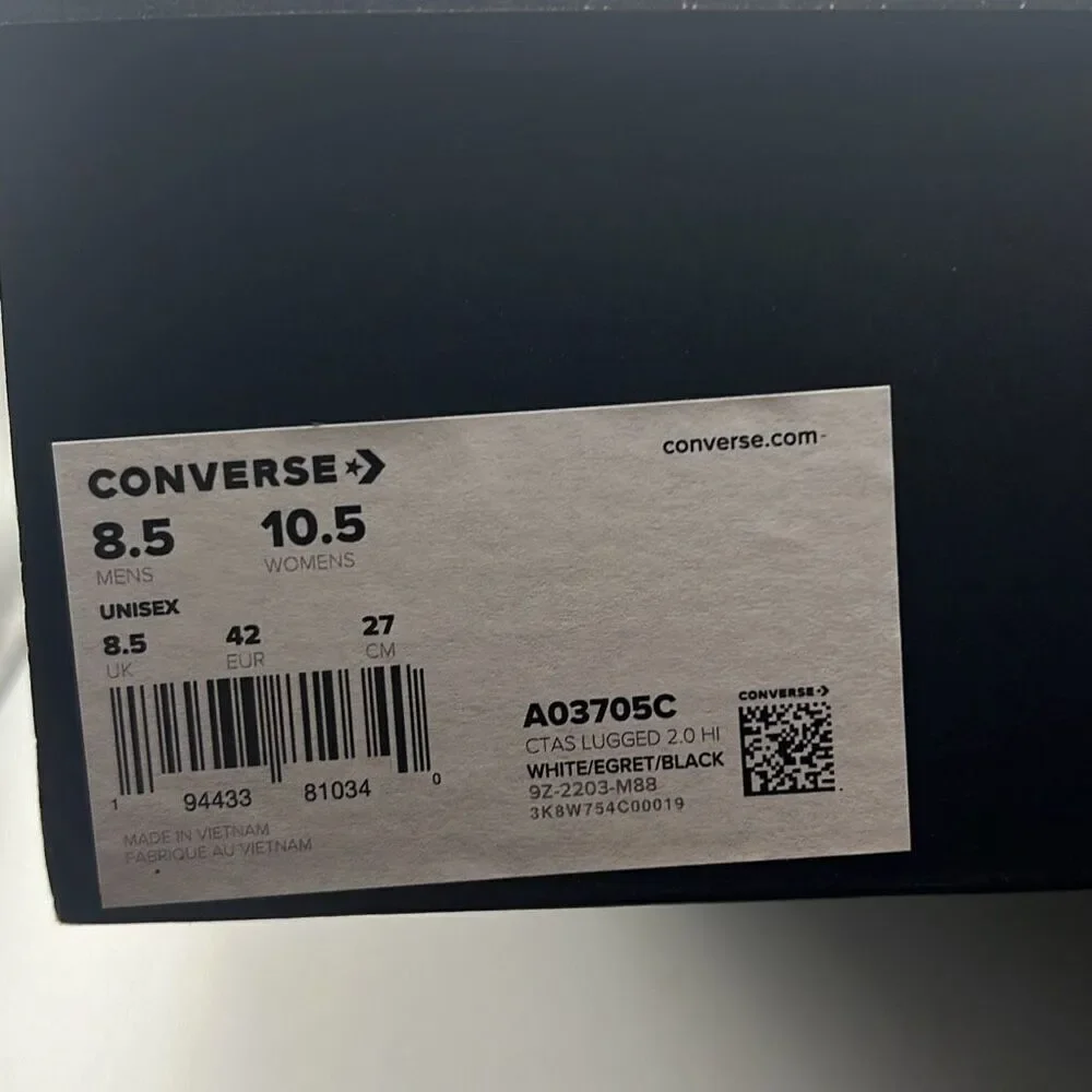 Converse Chuck Taylor All Star Leather Lugged 2.0 White Sneakers Men 8.5 / W10.5 - Picture 8 of 9